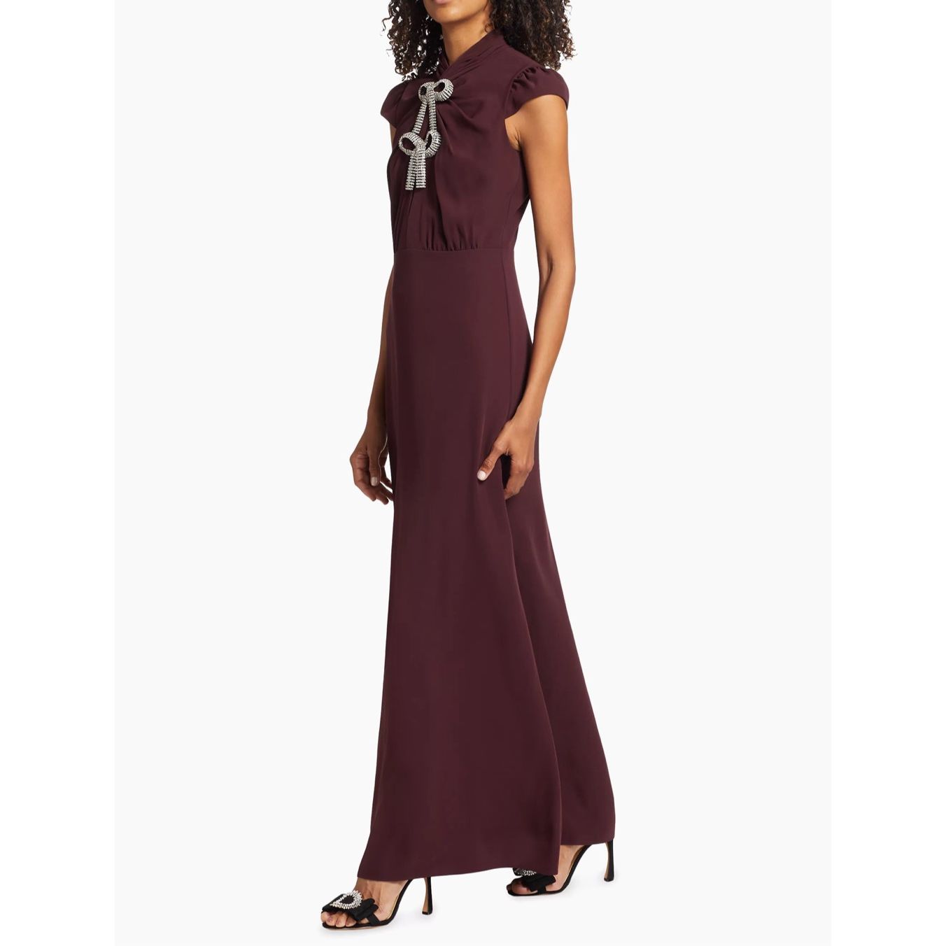 Nwt Self-Portrait Bow Crepe Maxi Dress Size 2 $585